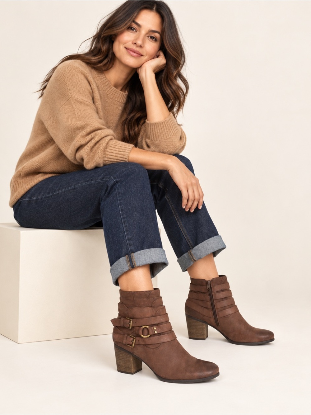 Josef Seibel Women's Buckle Strap Ankle Nubuck Boots - 41